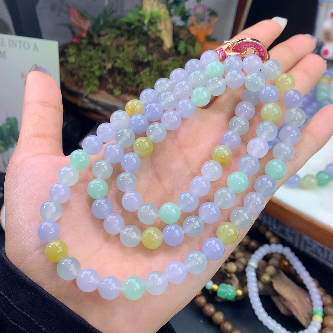 翡翠未镶嵌手链冰多宝项链