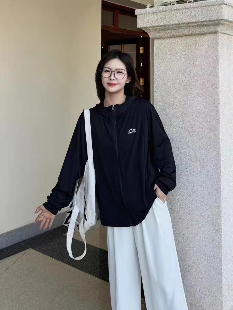冰丝凉感防晒服外套男夏季轻薄款连帽夹克情侣户外防紫外线皮肤衣