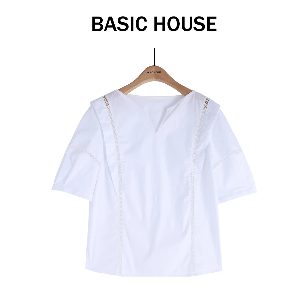 Basic House/百家好气质百搭夏季复古设计感衬衫B1335B57I82-1