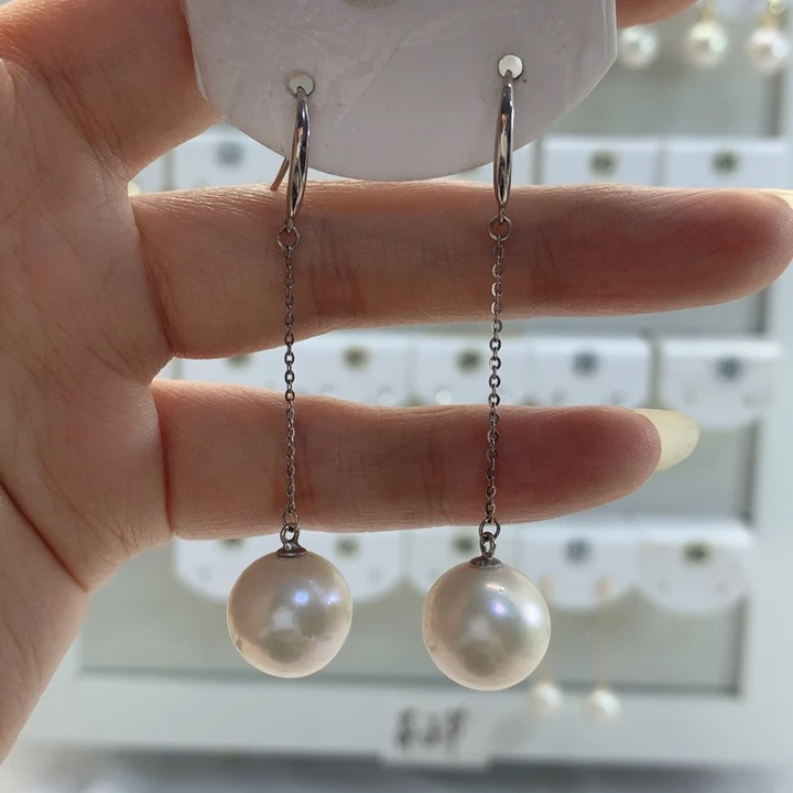 淡水珍珠耳饰银S925镶嵌