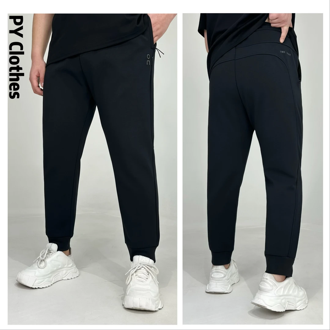 胖语大码男装  2025春季新款简约百搭黑色休闲小脚卫裤S6210#K