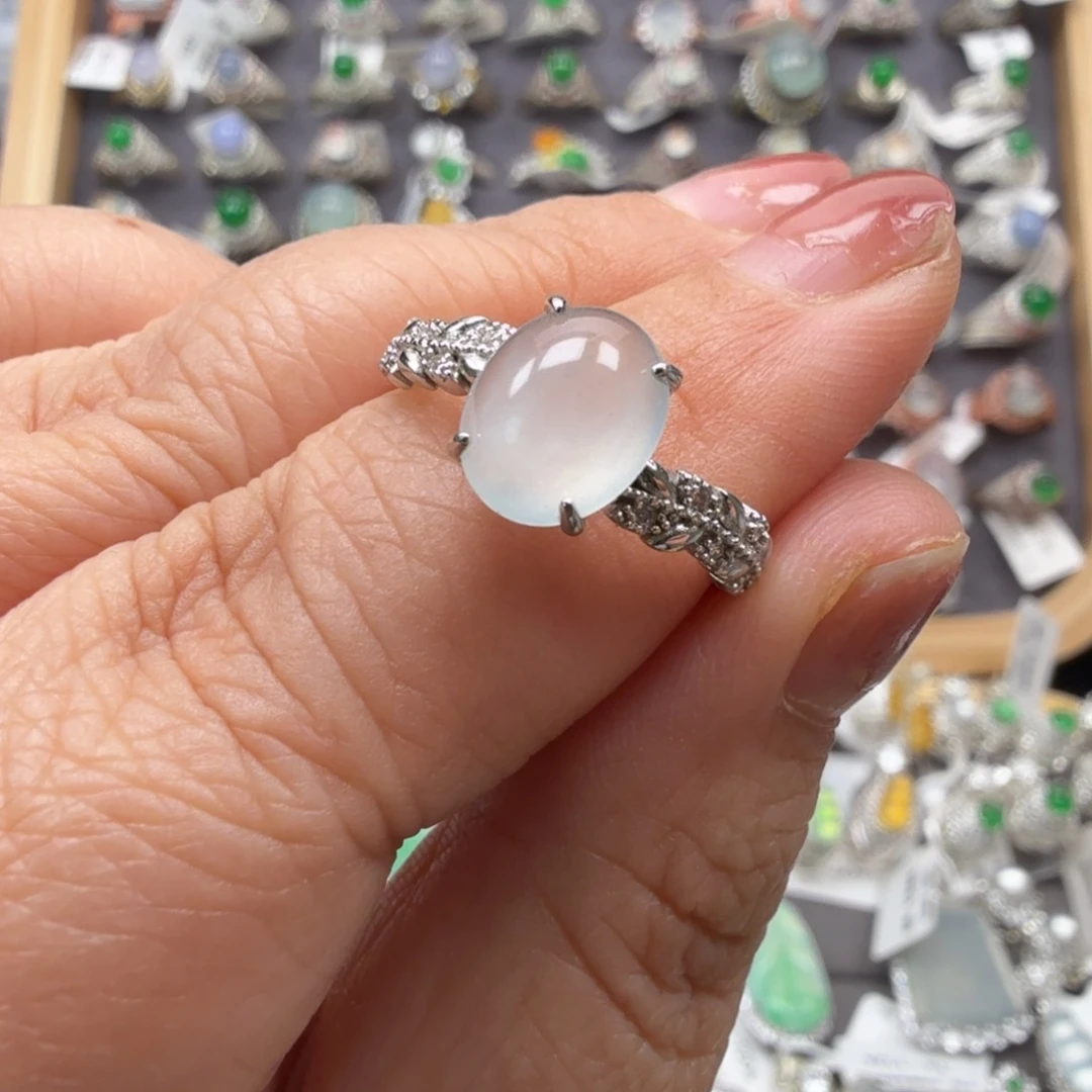 翡翠银S925镶嵌戒指8052