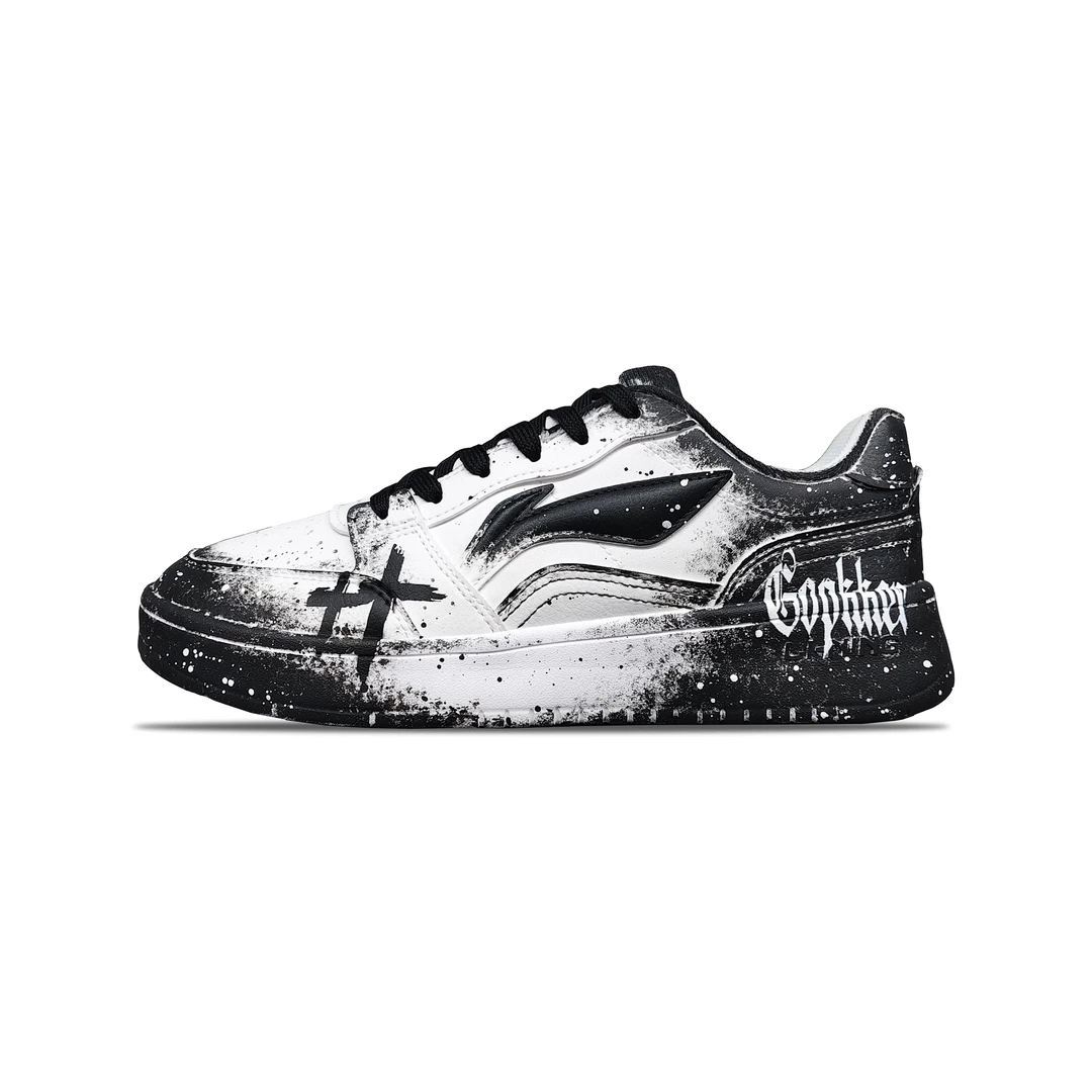 LI-NING/李宁元宝定制手绘低帮鞋子板鞋男款透气黑白AGCT339-6