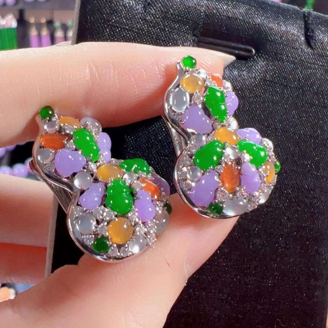 翡翠18K金镶嵌耳饰签收后24小时鉴赏期