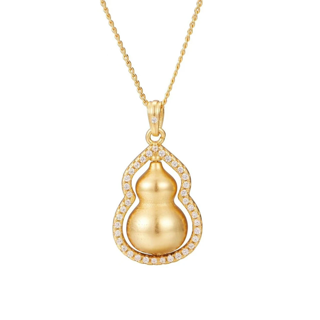 坠链均925银 金色葫芦项链925银轻奢