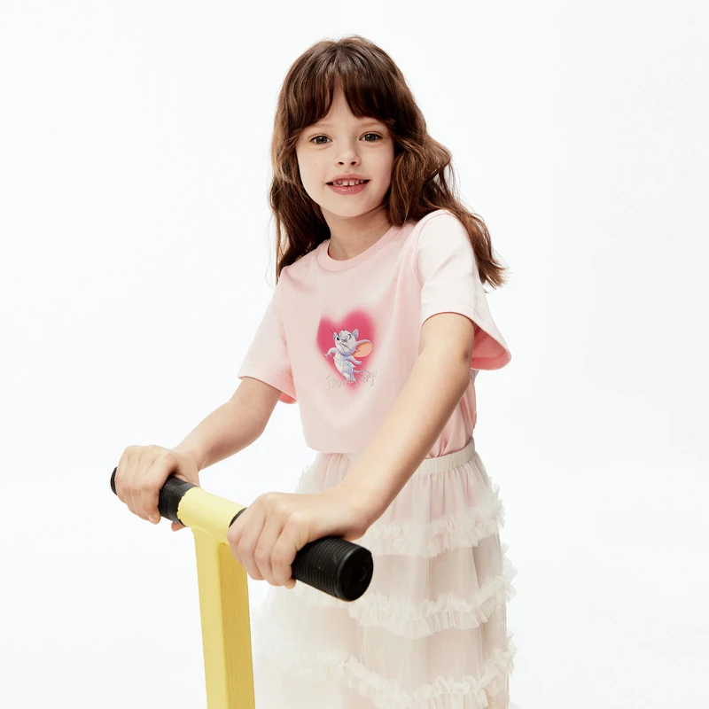 猫和老鼠联名系列littlemoco童装25秋装新款女童抑菌短袖T恤上衣