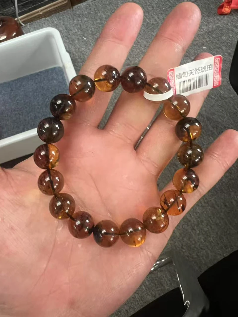 【老石珠宝商行】天然缅甸琥珀灵草珀手串规格11mm（多样性）