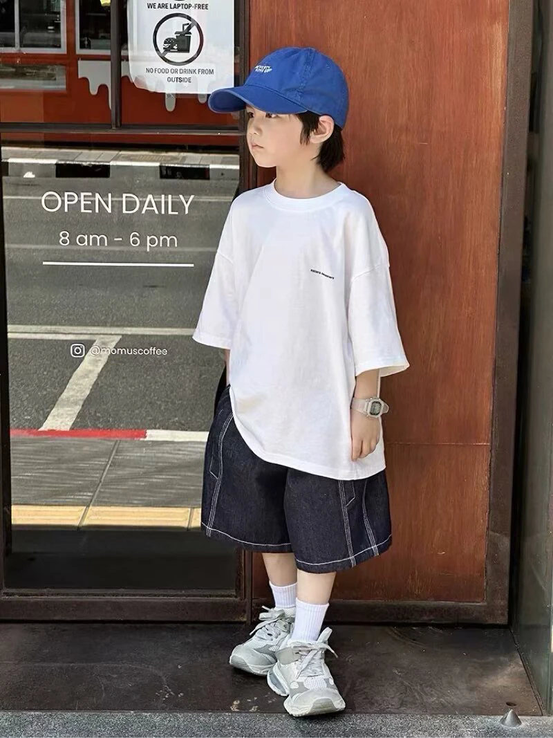 韩版中大童潮酷风牛仔裤