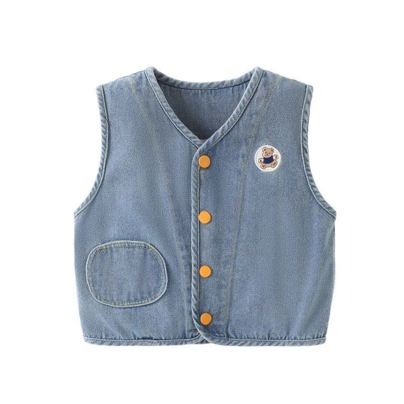 婴儿牛仔马甲背心男童秋装春秋马夹幼儿女宝宝1岁3月小童可爱潮款