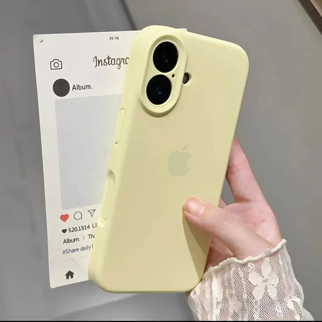 奶黄色液态硅胶全包镜头适用苹果17promax手机壳防摔个性AI全包