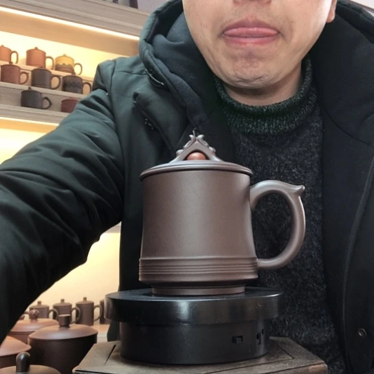 紫泥茶杯双龙戏珠容量400