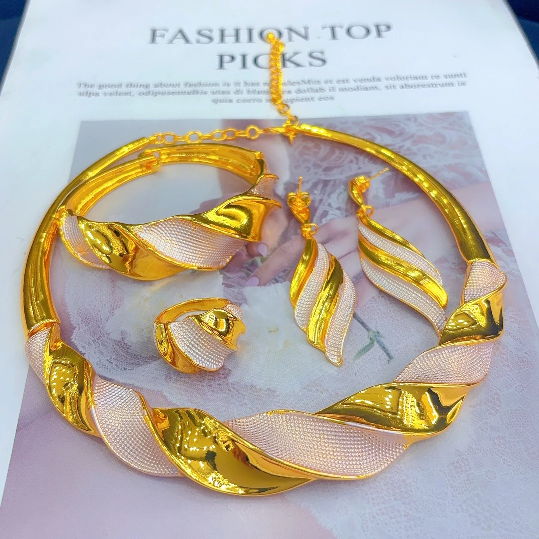 铜合金项链 铜合金项链412-23-3饰品女士欧美金色编织气质轻奢