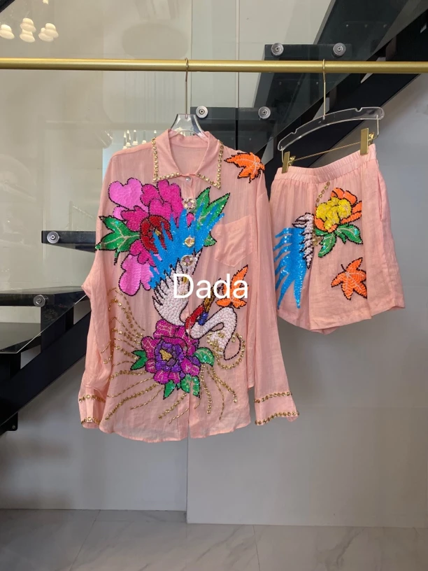 Dada原创设计新款重工个性休闲时尚百搭洋气长袖衬衫套装C13685