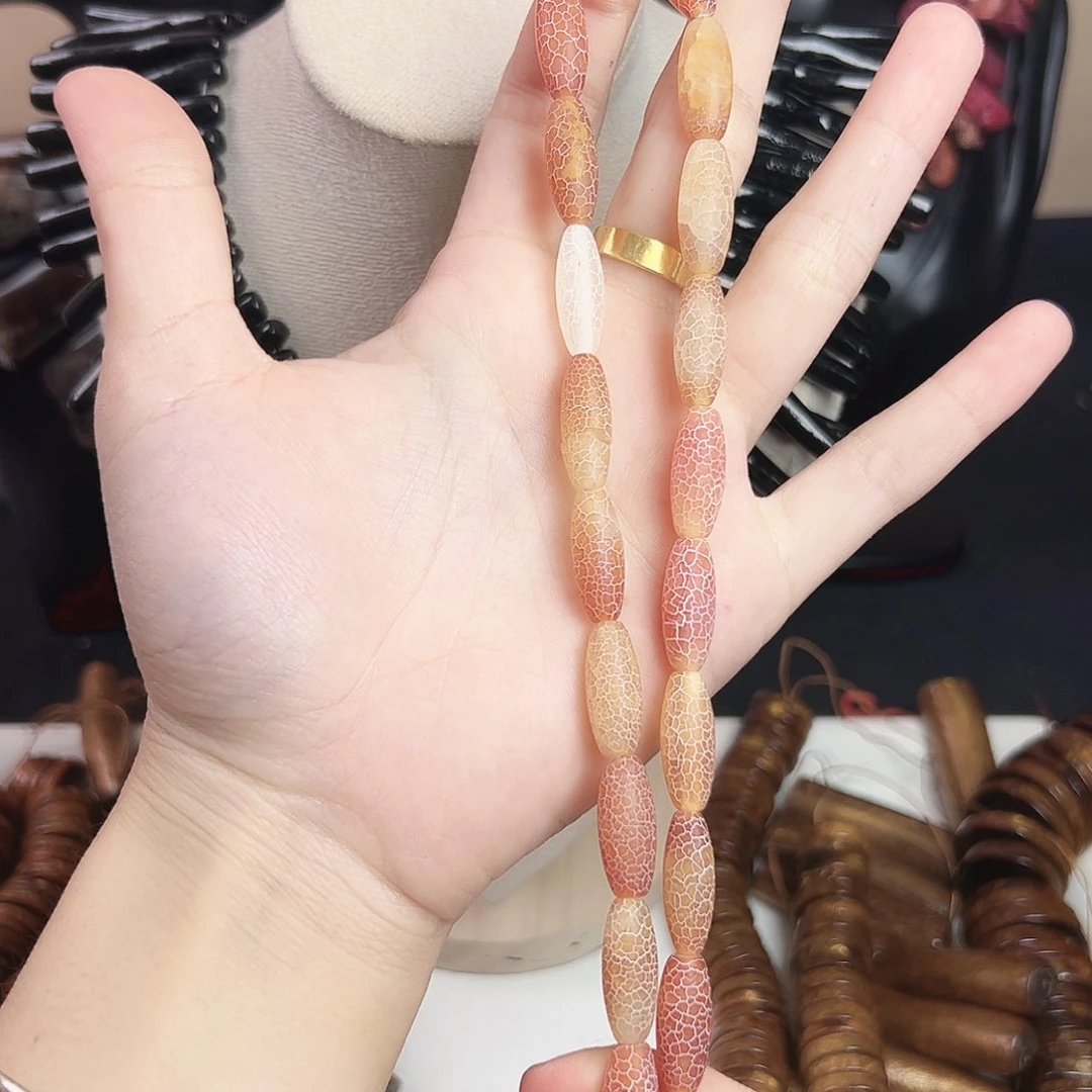 玛瑙/玉髓合金珠宝半成品h479 8m 药霜小橘子一条