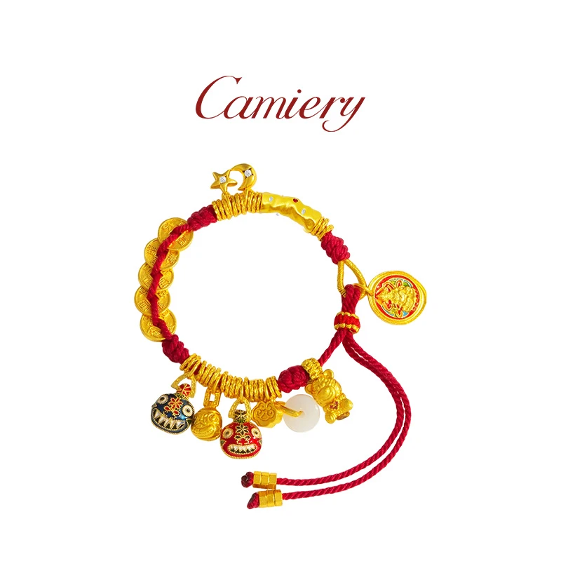 铜合金手链 CAMIERY/卡美瑞新中式火焰星月五帝钱手链NS