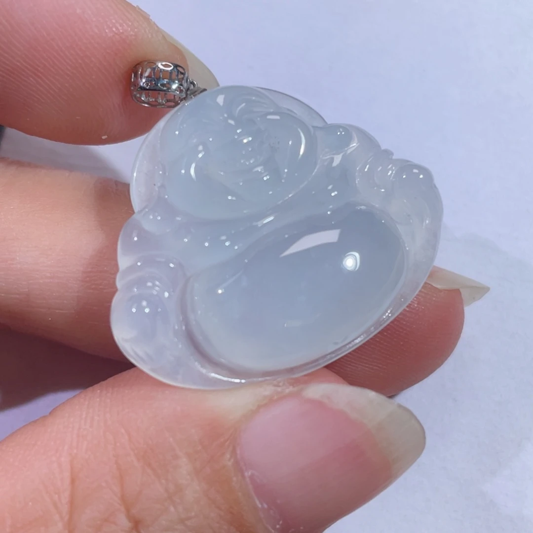 翡翠18K金镶嵌颈饰佛公