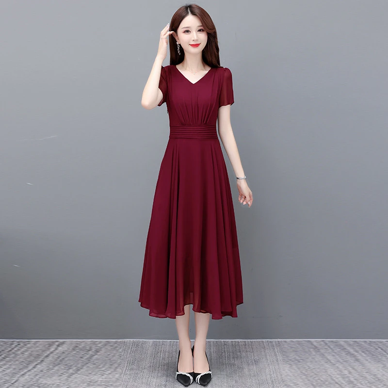 喜婆婆婚宴装连衣裙子女夏季平时可穿婚礼喜妈妈礼服雪纺面料高端