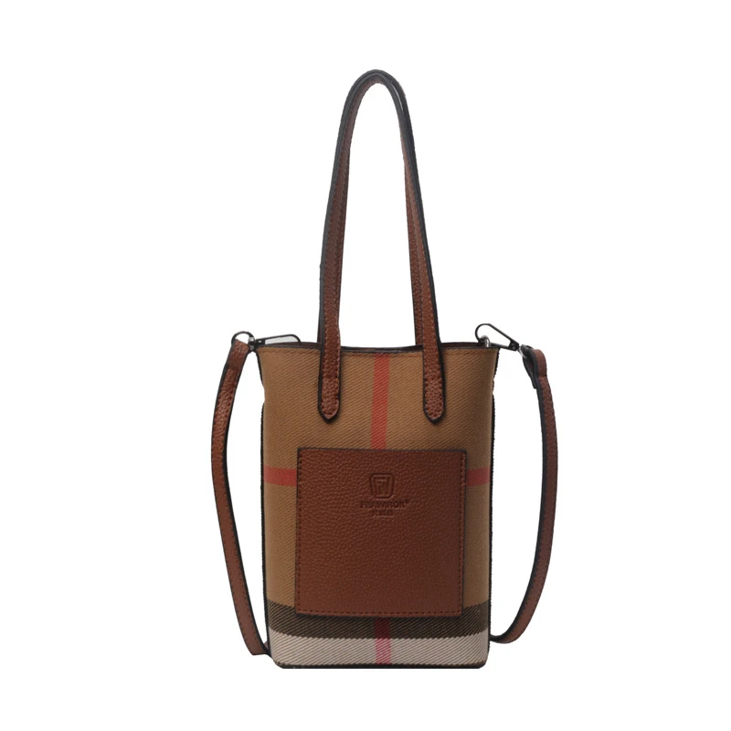 SIE FOAD迷你手机包女斜跨新款洋气小包包帆布格子轻便手拎单肩包