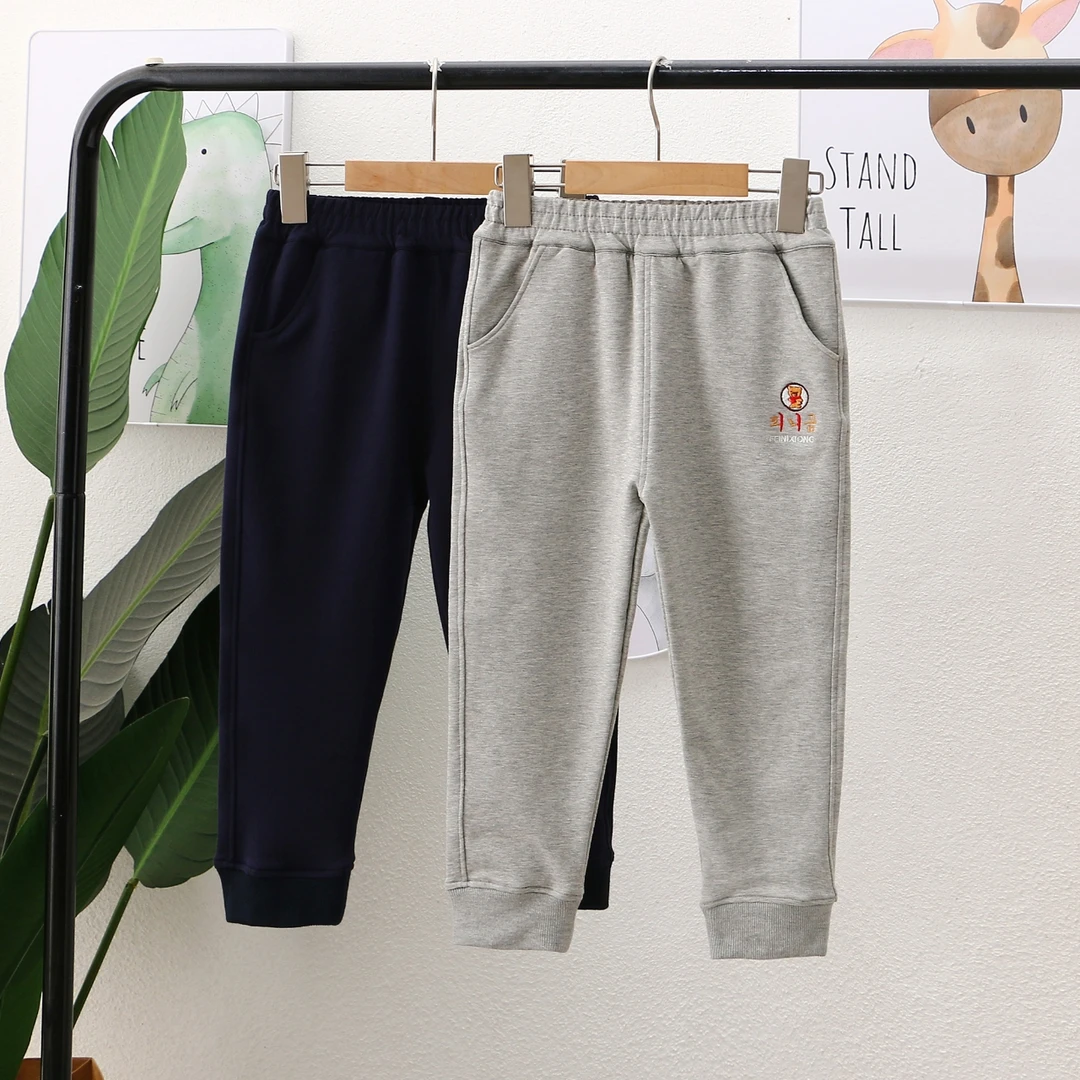 毛圈棉卫裤秋季侧拼韩版中大童休闲风针织运动裤长裤休闲裤