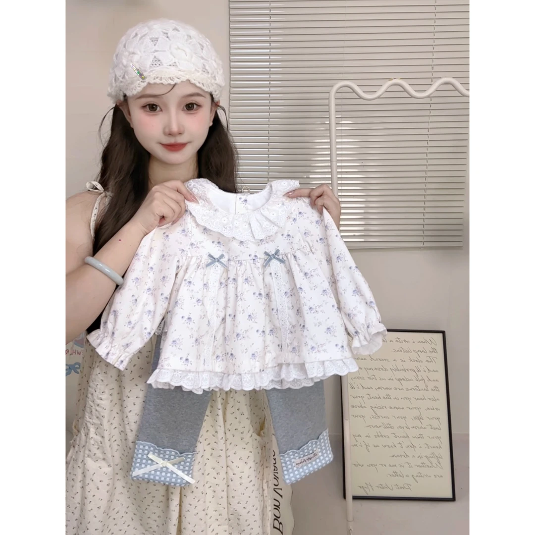 女童衬衫秋装2025新款儿童洋气娃娃衫小女孩衬衣宝宝套装