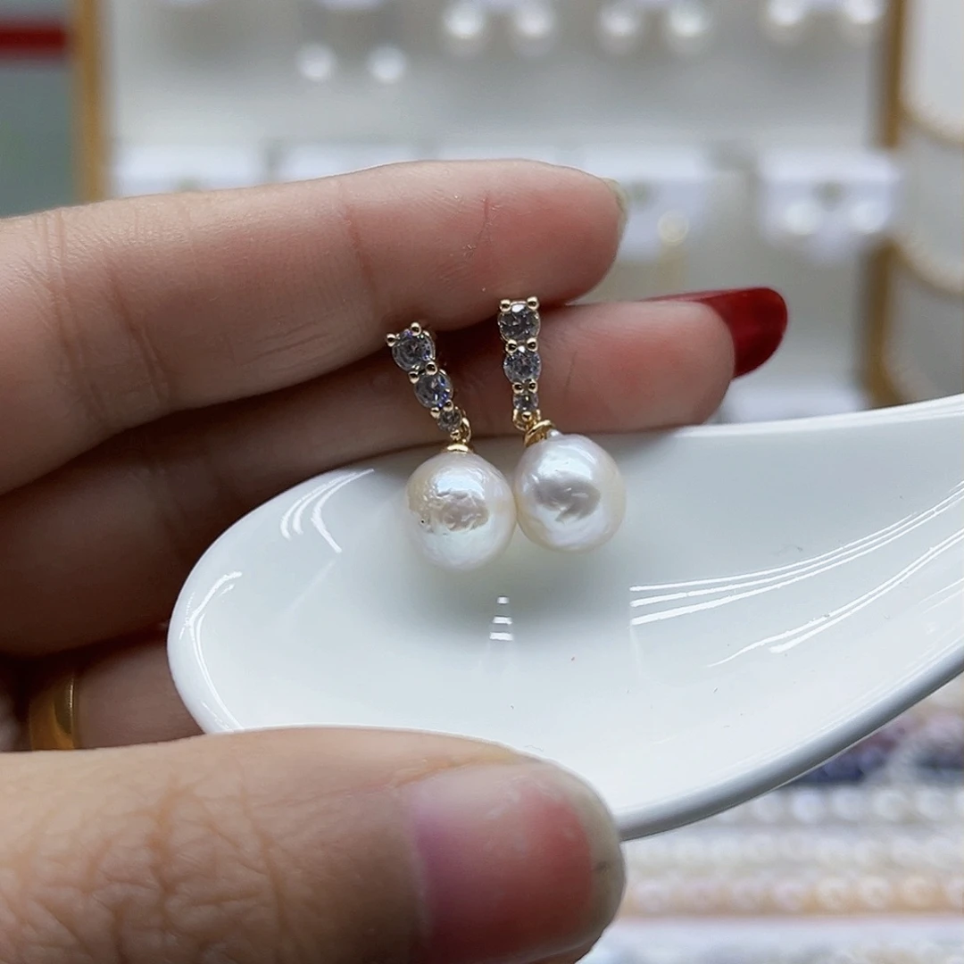 淡水珍珠耳饰合金