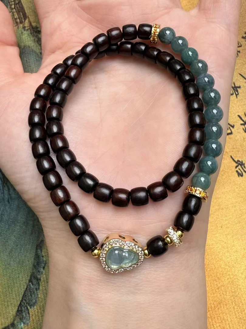 K0001-小叶紫檀5*5双圈+葫芦+盒子