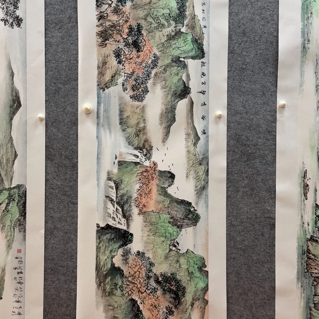 国画檀少章138x34尺寸山水