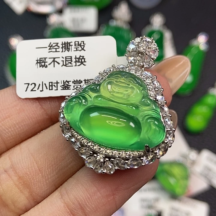 玛瑙/玉髓银S925镶嵌颈饰佛公吊坠