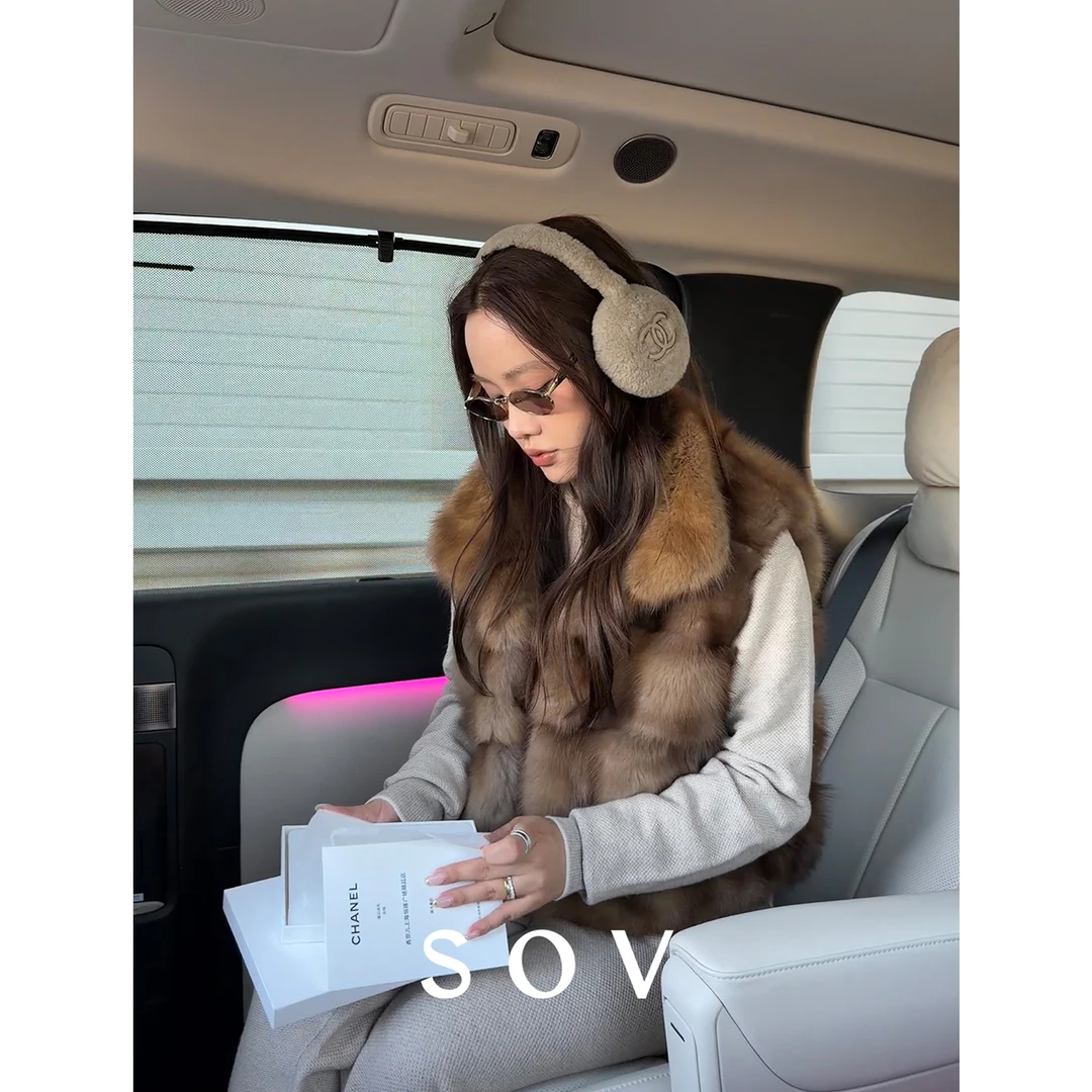 SOV "琥珀棕"SOBOL子貂 重工横排工艺 皮草马甲