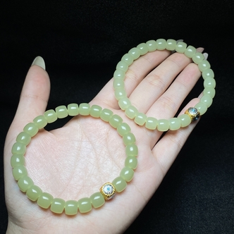 【小北珠宝】和田玉DIY单圈手串约6*7mm【多样性发一件】