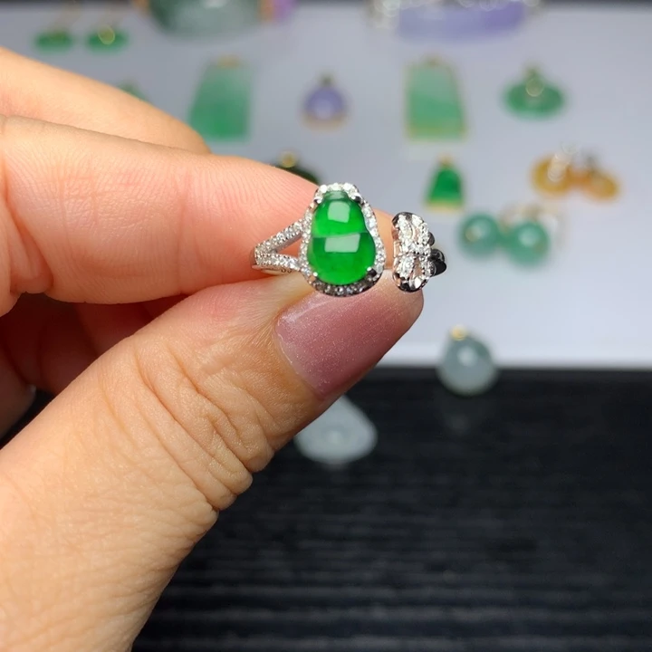 翡翠银S925镶嵌戒指