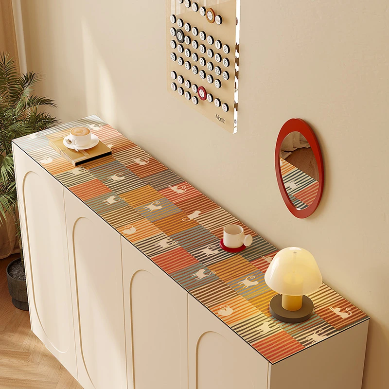 卡通餐边柜桌垫电视柜台面保护垫玄关桌布防水防油免洗鞋柜防脏垫
