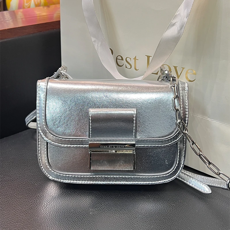 【香香专属】2025春夏女银色链条单肩腋下高级豆腐包斜挎方包X2023