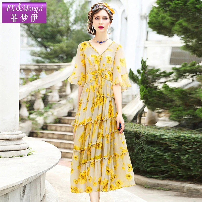 菲梦伊新款100%桑蚕丝连衣裙62962