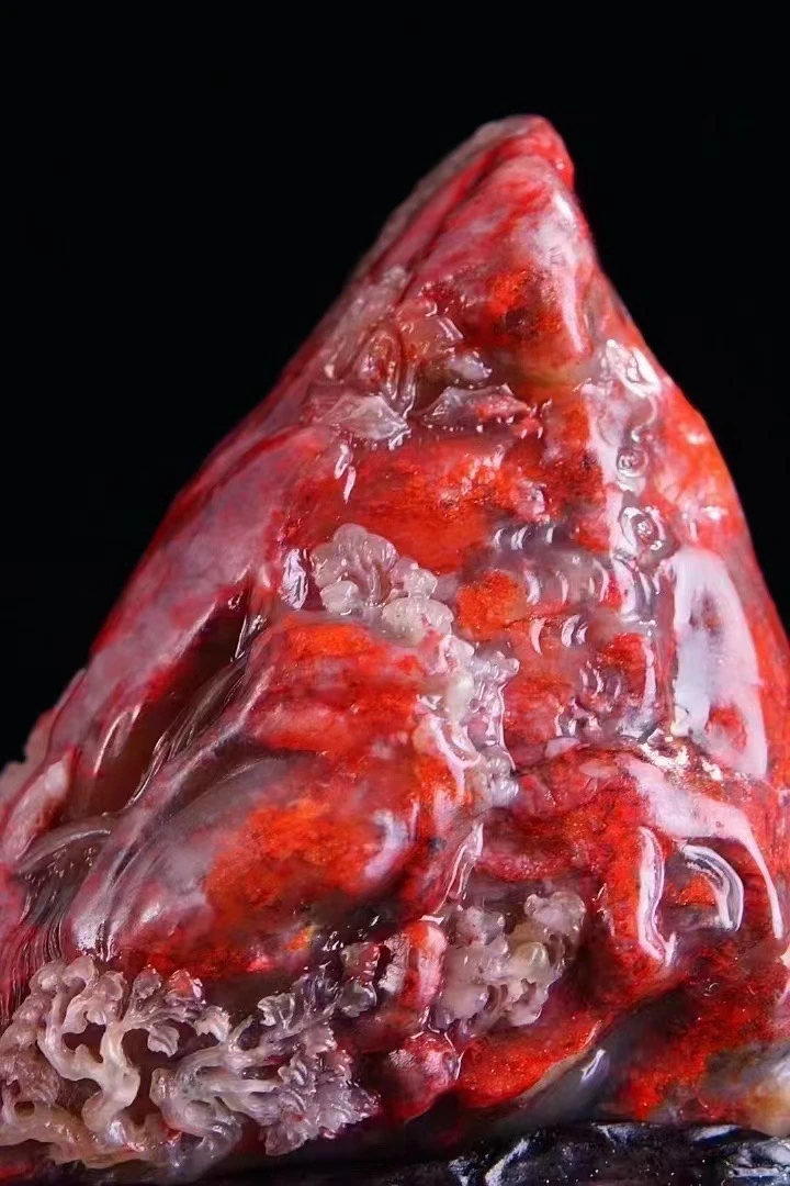 巴林鸡血石山水摆件