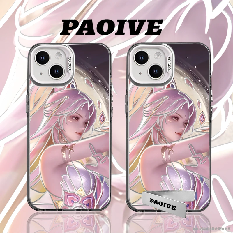 蛇年虞姬小众苹果华为一加小米手机彩银全包透明防摔壳diyPaoive