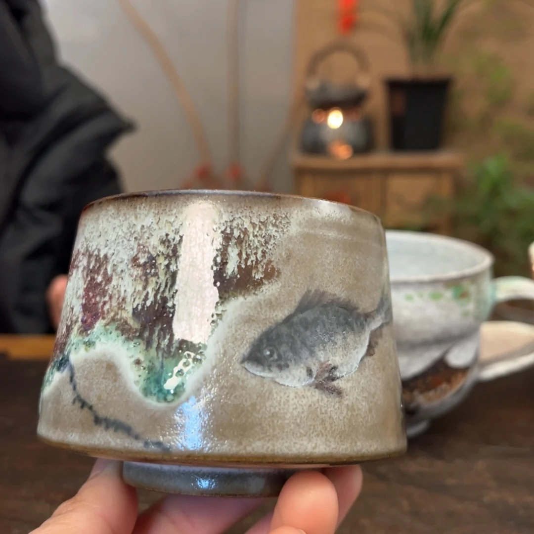 杯景德镇柴烧手绘杯