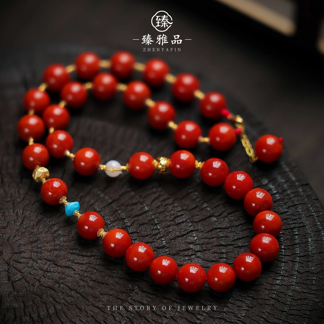 【李哥推荐】18k金南红项链11m左右@ZY50825051@