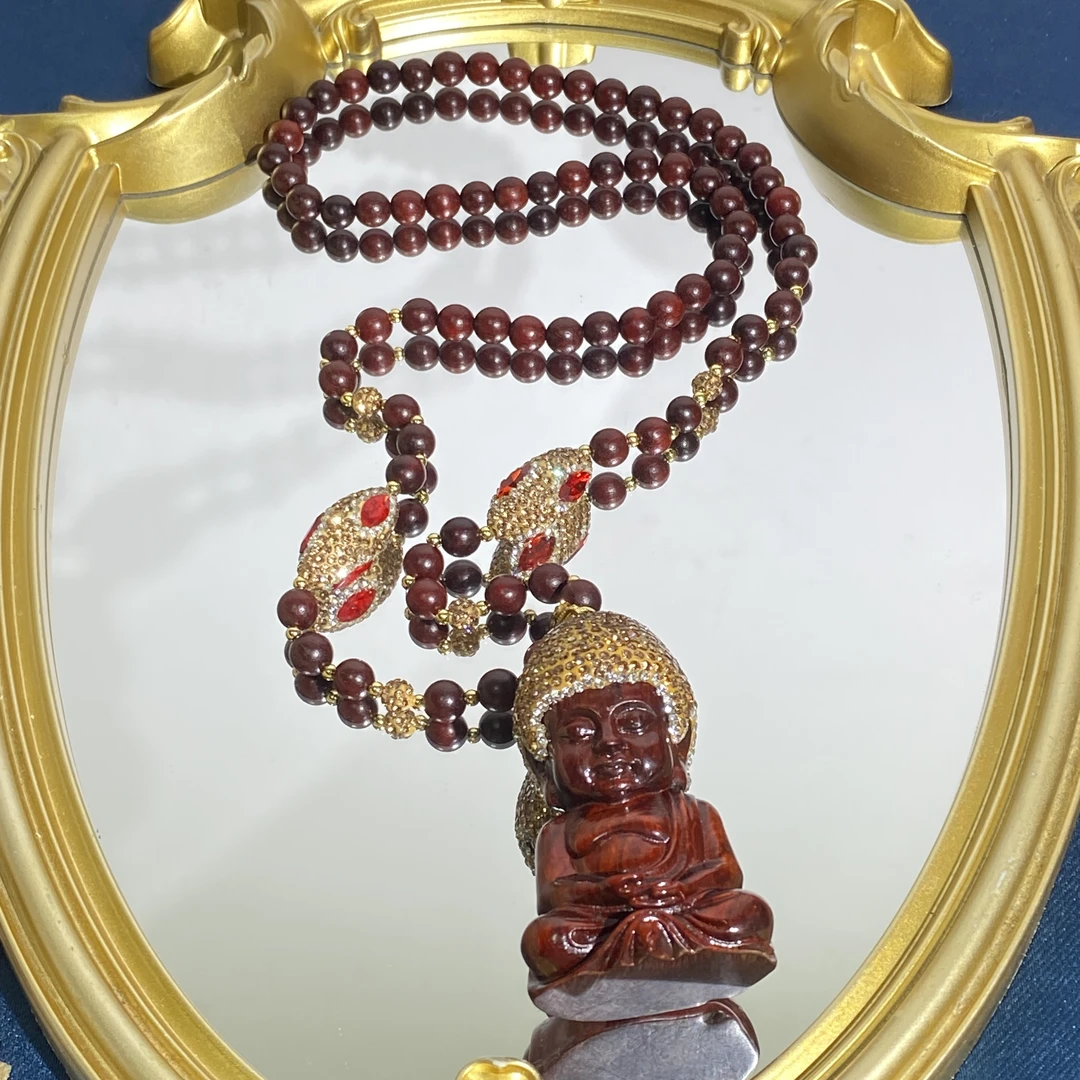 铜合金合成锆石项链 TTSD 红色佛复古简约百搭款项链 627
