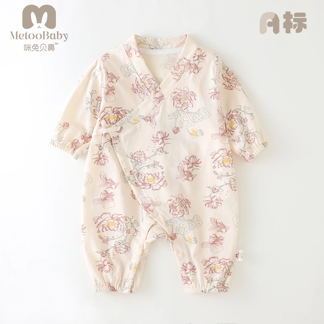 【100%纯棉 超薄夏款】婴幼儿连体哈衣和尚服长袖空调无骨亲肤吸汗