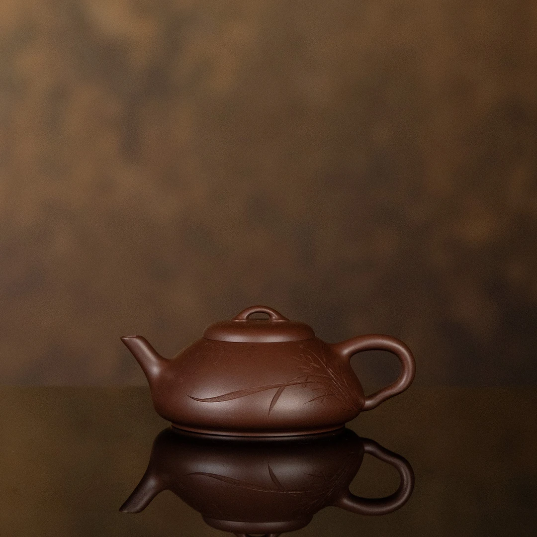 【利贞l如意兰花石瓢】原矿紫泥 约140cc 手工制 紫砂壶 茶具MS