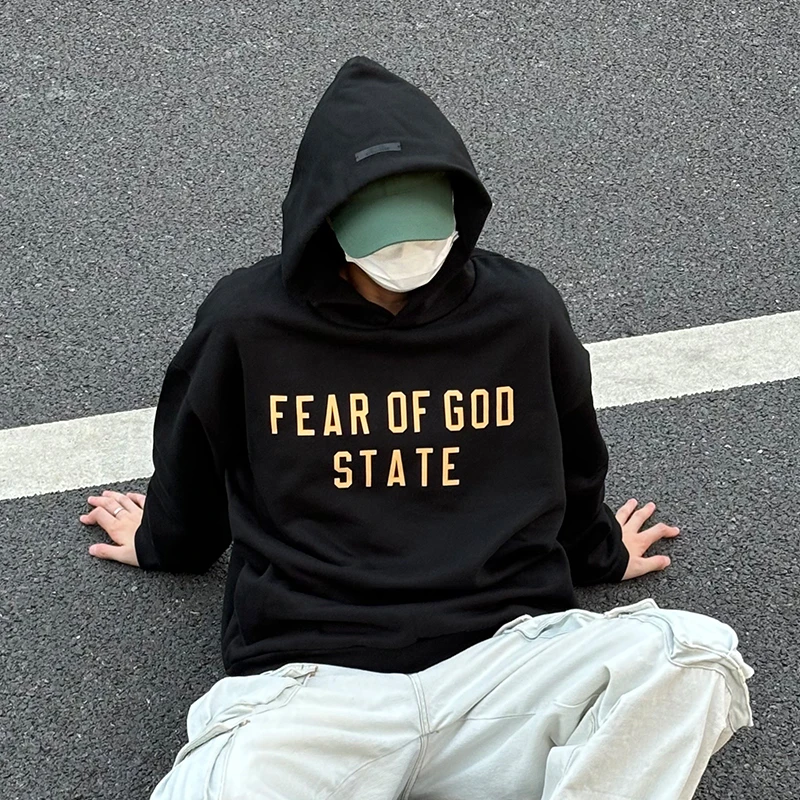 ESSENTIALS Fall24校园连帽卫衣一体丝网印花