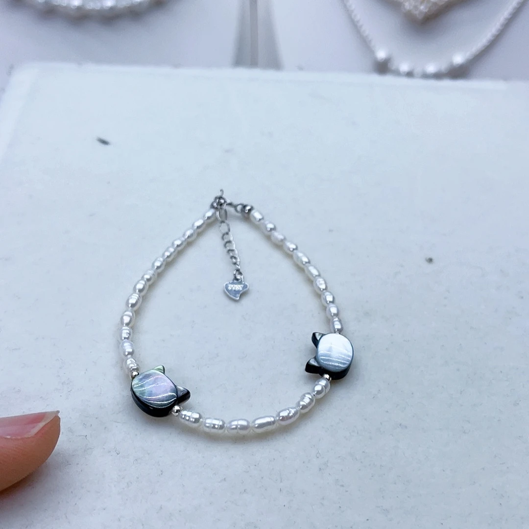 银S925镶嵌手绳淡水珍珠