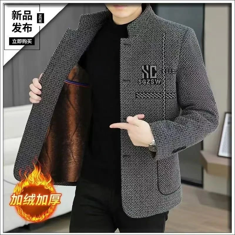 （BB295）2025秋冬季新款中年加绒加厚男士夹克外套休闲上衣爸爸装