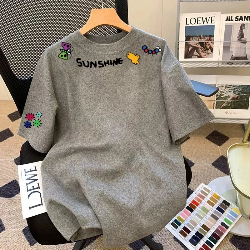 奥特莱斯~外贸清仓美式街头潮牌短袖T恤男2025新款夏装纯棉上衣服