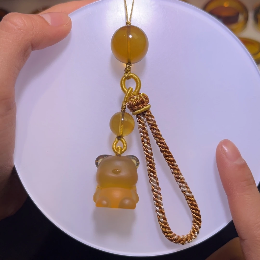 琥珀手镯未镶嵌手机挂小熊