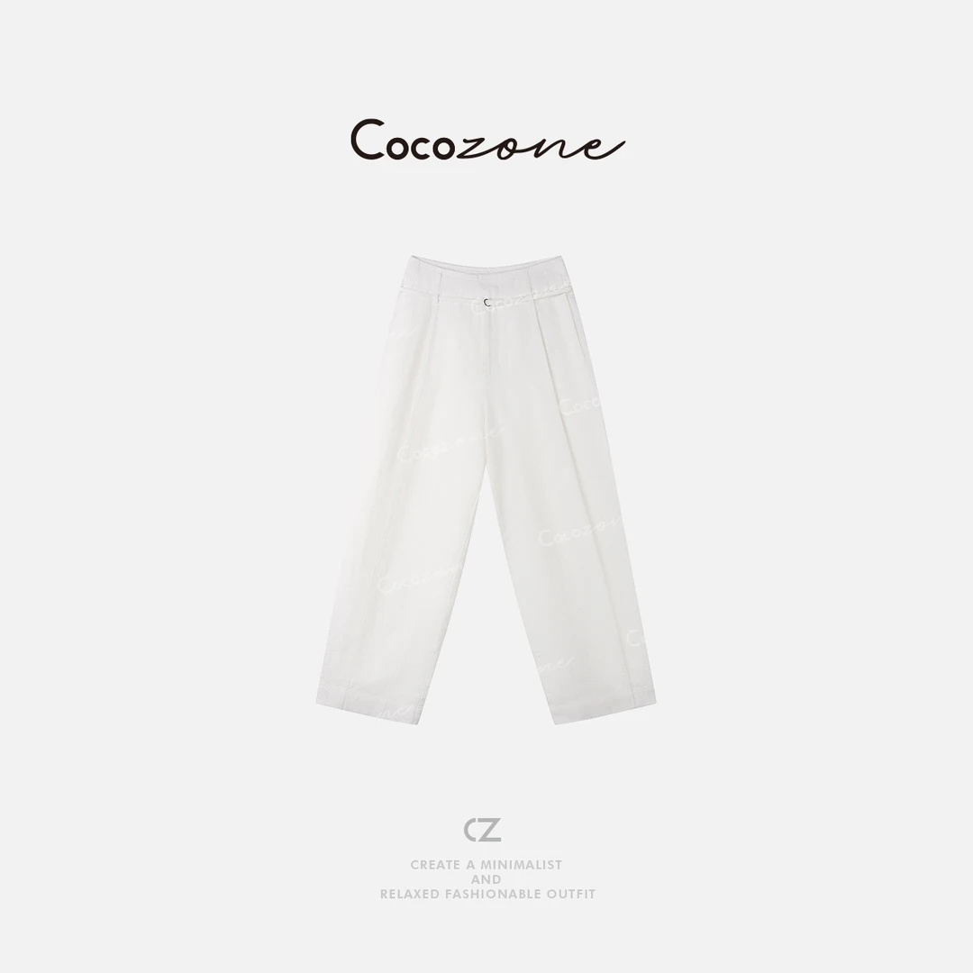COCO ZONE 刘一一【100亚麻】简约系带显瘦女式休闲裤CD1A0473