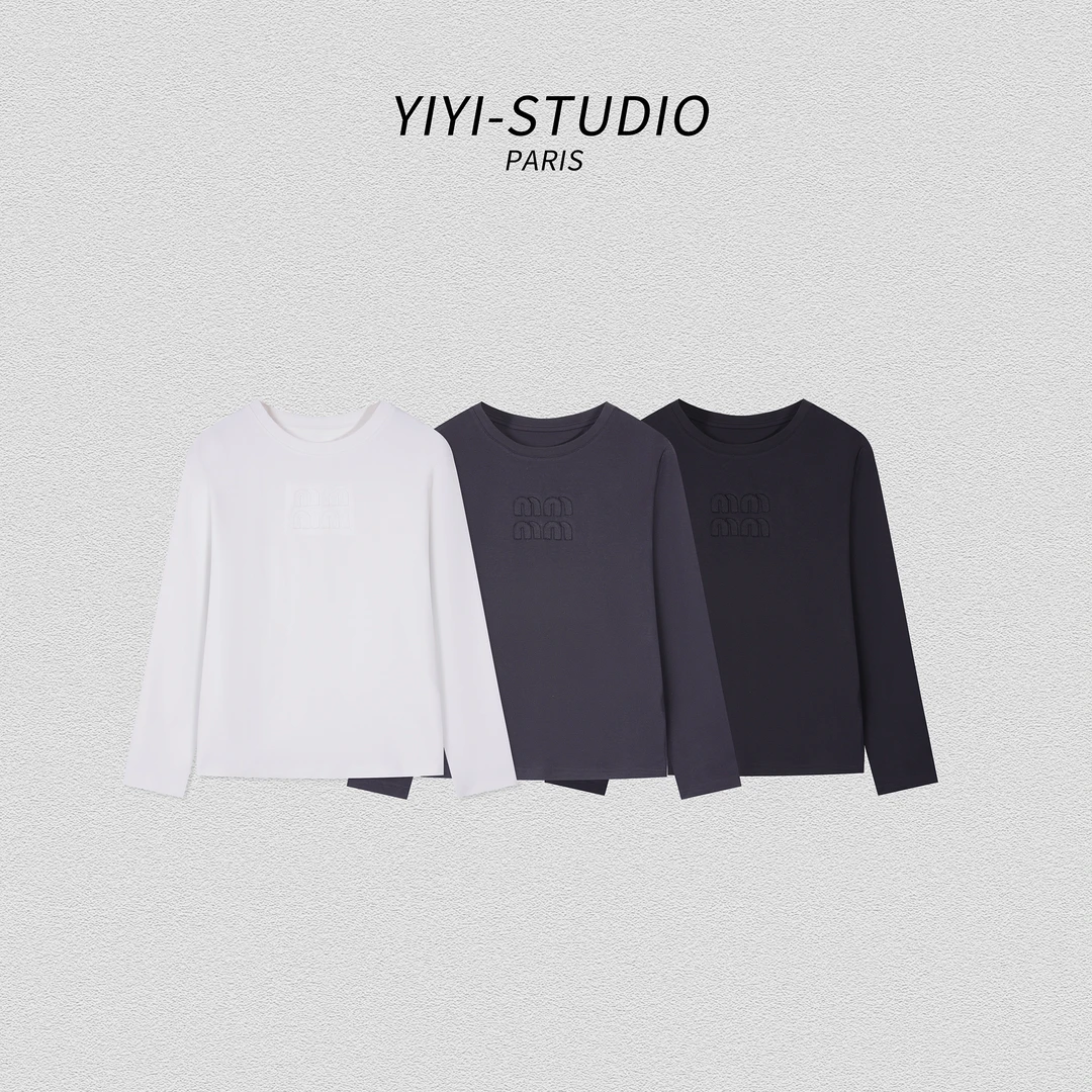 YIYI Studios【贴布长袖MM】2025新品 简约百搭显瘦基础款长袖T恤