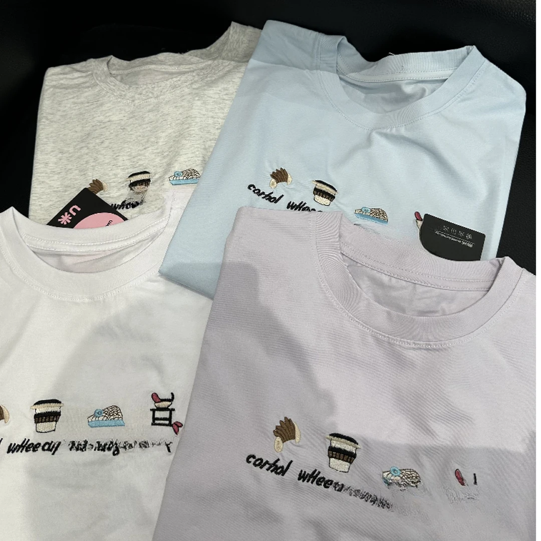 A069夏季新款刺绣卡通食物短袖T恤