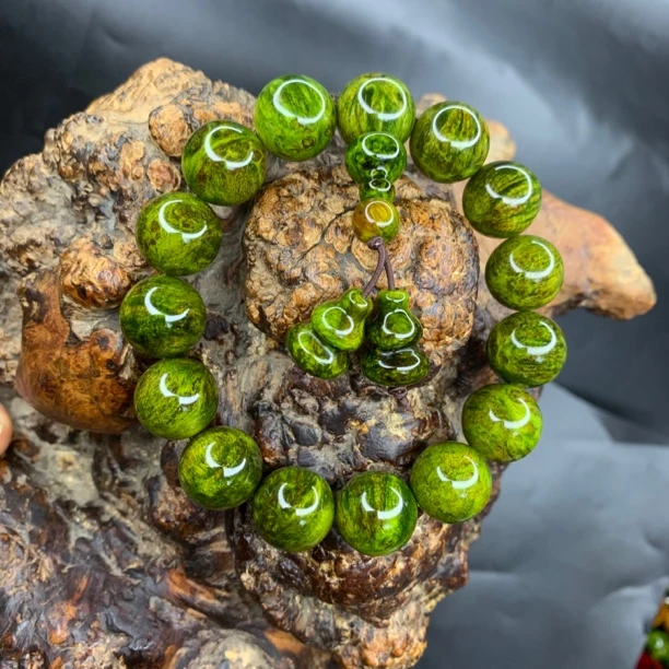 雷击木1.5琥珀木水墨丹青手串瘤疤纹手工制作